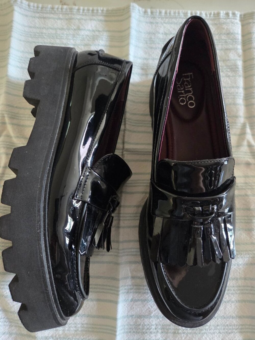 Franco Sarto 9.5 Patent Leather Loafers Platform